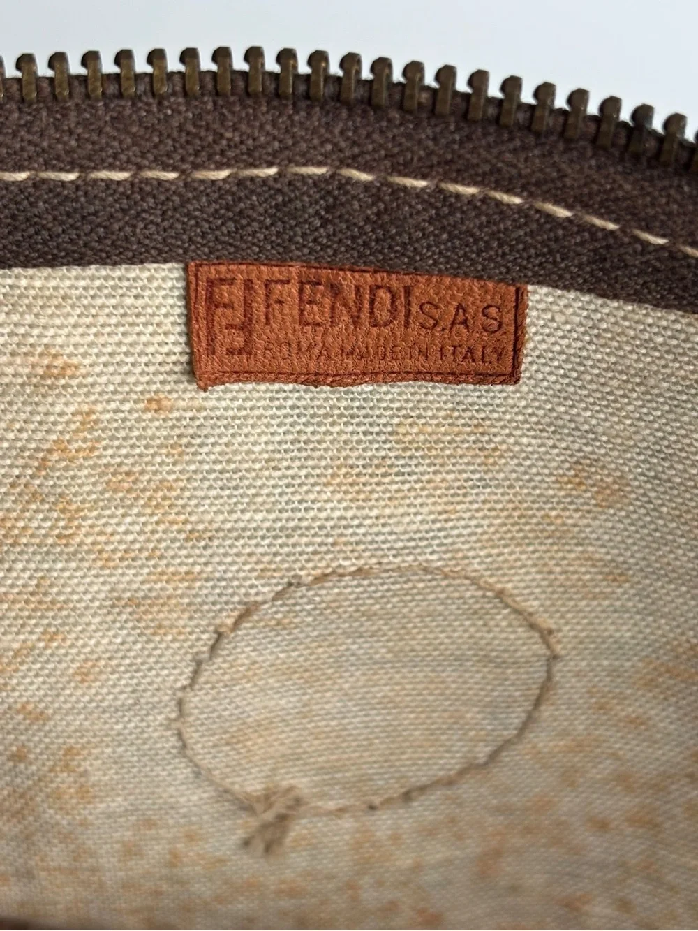Fendi Zucca Monogram Coated Canvas Duffle Bag Brown Luxury Travel